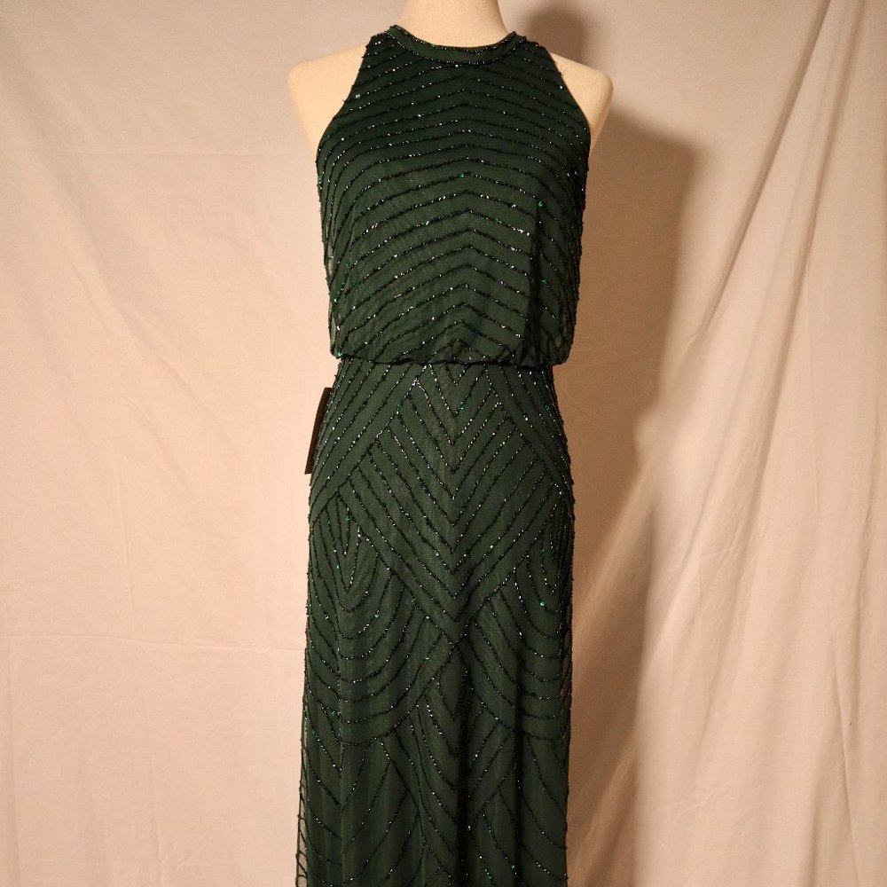 Art Deco Beaded BHLDN Dusty Emerald Dress